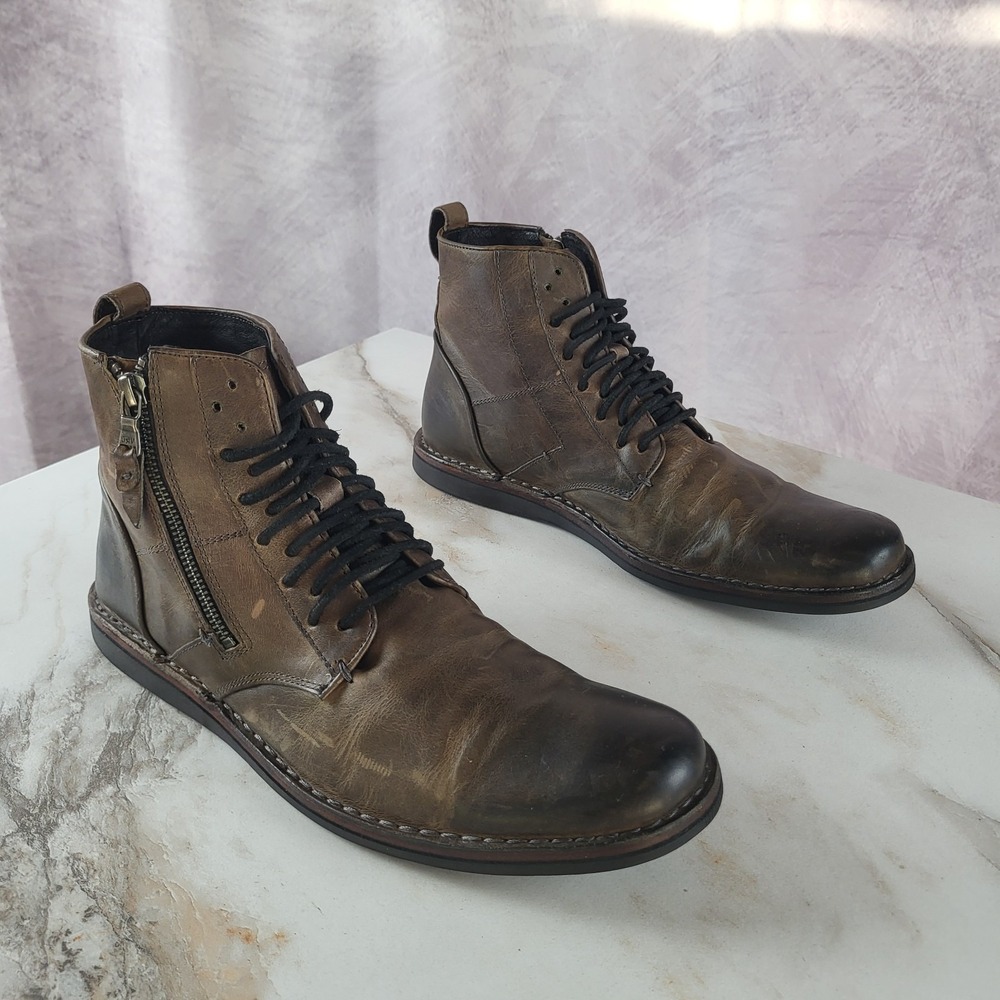 John Varvatos Star USA BARRETT Zip Up Ankle Boots Brown Size 9.5 M Men's